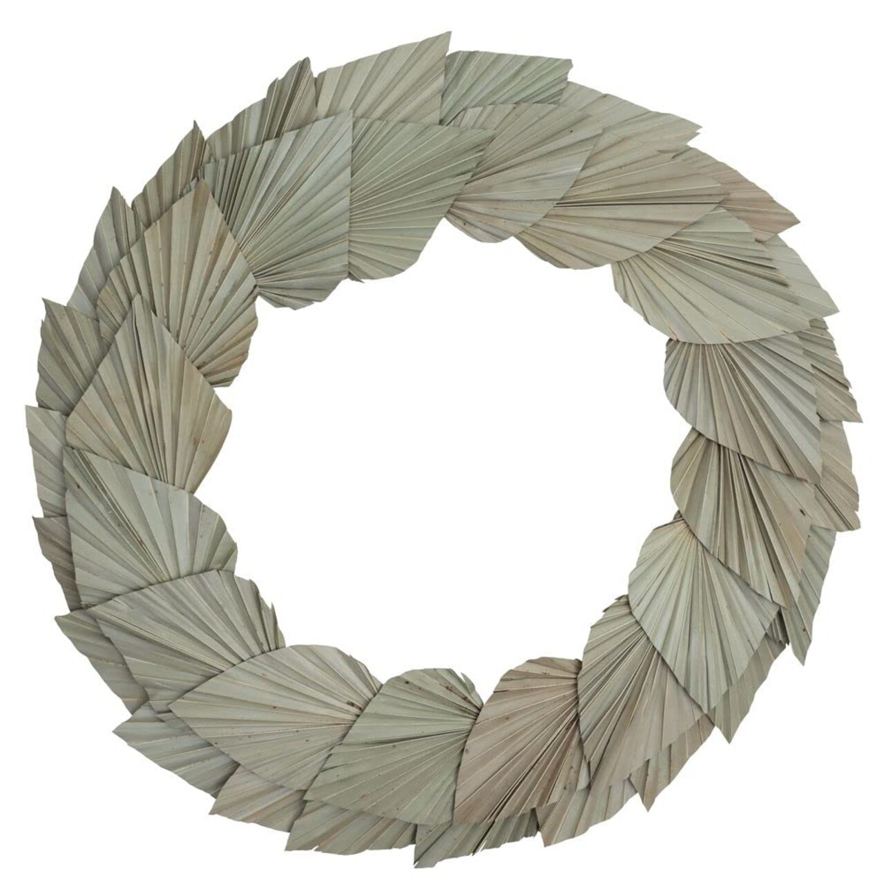 Vickerman Natural Botanicals 24" Natural Palm Spear Wreath. This wreath measures 24 inches in diameter. It features natural palm spear leaves on a coco fiber base. This is a dried and preserved natural product.
